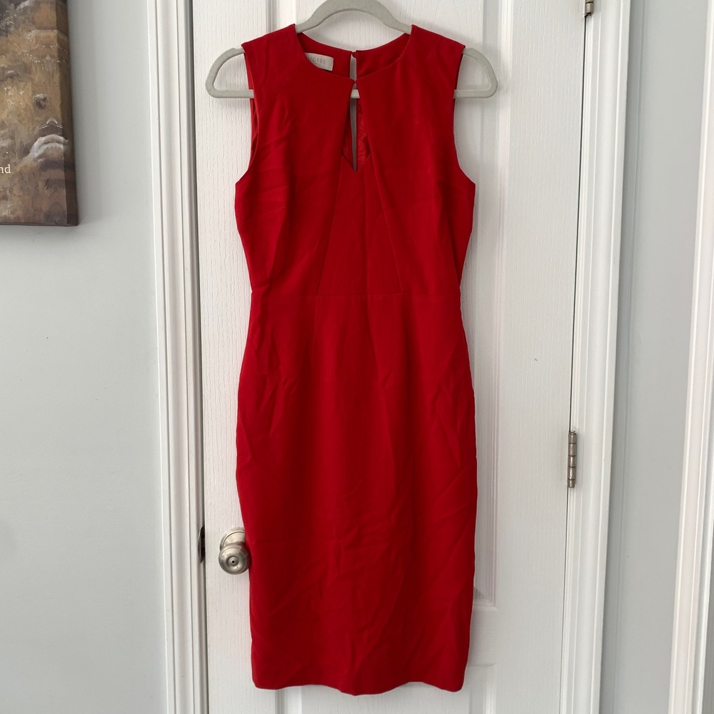 Hobbs London‎ Red Sleeveless Keyhole Sheath Dress US 4 UK 8